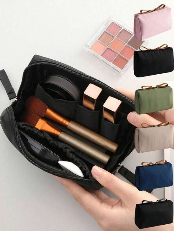 Portable Double Zipper Storage Bag, Lipstick Small Bag For Commuting, Lipstick Portable Makeup Bag, Large Capacity Storage Bag, Makeup Storage Bag, Mini Bag, Travel Essential Women's Accessories, Travel Supplies Makeup Bag, School Supplies, Holiday Essentials, Back To School Supplies