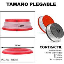 Juego de 2 Piezas Tapa Microondas Plegable Cubierta Para Microondas Tapa de Microondas Con Agarre Cubierta Plegable Para Microondass Negro y gris - Gris y rojo - Ver 3