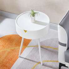 Mesita auxiliar moderna para dormitorio con espacio de almacenamiento - Blanco - Ver 3