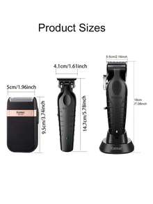 Kemei Professional Hairdresser Haircut Clipper & Trimmer Set KM-2296, USB Rechargeable Clipper With Charging Base, KM-2299 T-Shaped Blade Trimmer , Beard & Razor Home Beauty Kit , KM-2024 Shaver - Black - View 3
