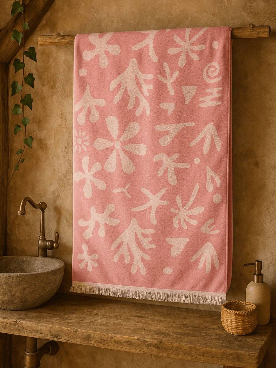 Toalla de baño hecha en Turquía | Algodón turco | Suave, ligera y de secado rápido | 70x150 cm - Rosa coral - Ver 1