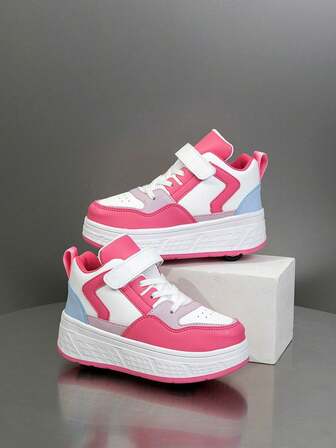 1 par barnsneakers, elastisk och mjuk dämpning, lätta, vattenavvisande, ovandel i läder och syntetmaterial, avslappnad gatustil, unisex