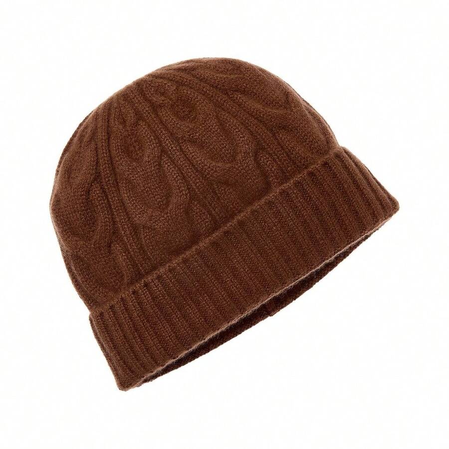 Bruno Magli Cable Cuffed Cashmere Hat - màu nâu - Xem 1