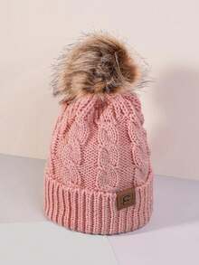 1 件男女通用 Pom Pom Y2K 风格保暖透气时尚针织帽，适合户外滑雪和冬季秋季休闲穿着 - 軍綠色 - 查看 14