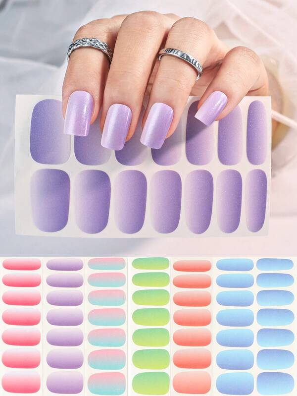 6 قطع ملصقات أظافر بتدرج اللون، أغلفة أظافر كاملة، ملصقات فنية للأظافر قابلة للنزع والمقاومة للماء، ديكورات أظافر للنساء، ملصقات أظافر لاصقة ذاتيًا، سهلة الاستخدام، مناسبة للعطلات والحفلات وهدايا أعياد الميلاد