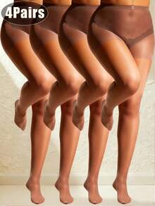 4 perechi de colanți/colanți confortabili, de înaltă elasticitate 20D, de culoare maro cafea, pentru mărimi mari, esențiali pentru întâlnirile de familie de iarnă, Crăciun și ocaziile formale, slăbire, la modă și atrăgători. - cafea maro - Vizualizare 18