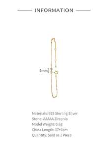 1Pc 925 Sterling Silver Cute Bow Cubic Zirconia Connected Chain Bracelet Fine Jewelry Gift Suitable For Women'S Daily Wear Parties, And Wedding Occasions - Gold - View 4