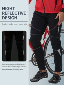 Men's Warm Fleece Sweatpants, Casual Zipper Pocket Wind-Resistant Cycling Pants, Suitable For Outdoor Activities In Autumn/Winter - Black - View 4