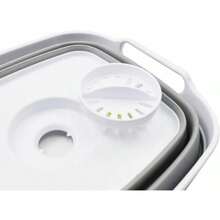 TFKI 7.5L 2 Gallons Collapsible Dishpan With Draining Plug - Foldable Washing Basin - Portable Dish Washing Tub - Space Saving Kitchen Storage Tray (White/Grey 1) - 白灰色 - 查看 4
