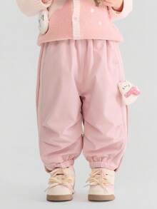 mini bala BalaOne Young Girl Fleece Cargo Pants, Winter 2025 Warm & - White Red - View 1