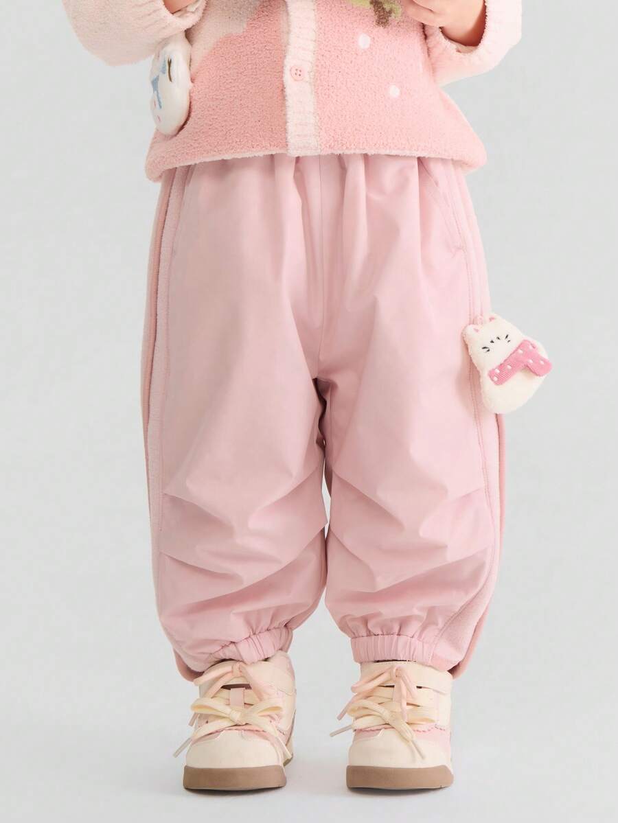 mini bala BalaOne Young Girl Fleece Cargo Pants, Winter 2025 Warm & - White Red - View 1