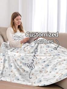 1pc Customized Personal Photo Flannel/Coral Fleece Blanket, Customize Name Logo Blanket, Customize Photo Blanket, Suitable For Wife, Husband, Couples, Father's Day, Mother's Day, Christmas, Halloween, Holiday Blanket, Family Pet Gift, Picture Memorial Blanket, Breathable,Lightweight,Washable,Funny,Cute,Love,Soft,Comfortable,Elegant,Simple,Custom,Personalized,Unique,Ideal Gifts For Him,Ideal Gifts For Her,Him,Her,Boyfriend,Girlfriend,Dad,Mom,Family,Friends,For Anniversaries,For Mother's Day,For Birthdays,For Valentine's Day,For Graduation,For Father's Day,For Weddings,For Housewarming,Sofa,Bed,Car,Tea Room,Bedroom,Bathroom,Living Room,Dining Room,Customized Throws - Multicolor - View 2