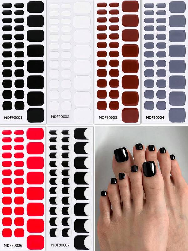 Adesivos de gel semi-curados para pedicure - 32 unidades de adesivos de gel magenta para unhas dos pés, compatíveis com qualquer lâmpada UV.