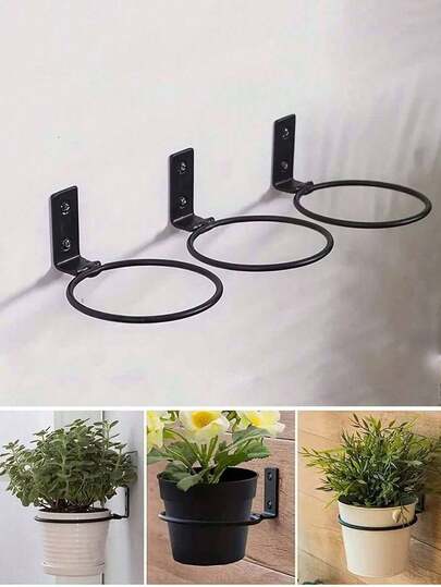 4 "/6" /8 "Flower Pot Frame Ring Folding Round Iron Flower Pot Hook Hook Hanging Flower Pot Frame Bracket, Suitable For Indoor And Outdoor, Small Folding Metal Flower Pot Frame, Outdoor Garden Balcony Family Garden Flower Pot Frame