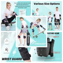 Adult/Kids Knee Pads Elbow Pads Wrist Guards 6 In 1 Protective Gear Set For Inline Roller Skating Skateboarding Scooter BMX Etc. - Black - View 1