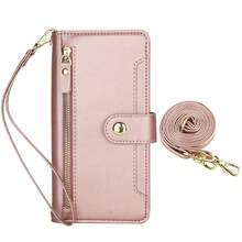 Crossbody PU Faux Leather Wallet Case Suitable For Galaxy A57 A37 A17 A07 A56 A36 A26 A16 A06 A55 A35 A25 A15 A05 A05S A54 A24 A14 A04 A04S A73 A53 A33 A13 A72 A52 S26 S25 Edge S24 S23 S22 S21 FE Plus Ultra, Kickstand Zipper RFID Blocking Mobile Phone Bag With Wrist Strap Cover - Rose Gold - View 34