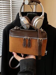 Retro stilvoller Nischen-Design Herbst/Winter Neuankömmling Umhängetasche mit einer Schulter und diagonalem Riemen, Farbblock Pendler Mode Damen Weihnachtsgeschenk, hochwertige kleine quadratische Tasche - Verschiedenfarbig - Übersicht 12