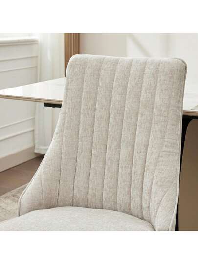 Flocked Chenille Rayon Dining Chairs, Com Tafel Kitchen Stoel Fabric Upholstery Goud Stainless Steel Legs, Set Of (Black). view 9