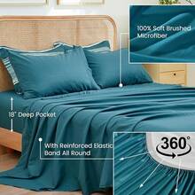 Pieces Comforter Set, Striped Bed In A Bag, Charcoal Stripe Bedding, 18 Deep Pocket All Season, Ultra Soft Bedding Sets With Comforter, Sheets, Pillowcases & Shams, Luxury Cozy Bedding Very Beautiful PKZD - 藍綠色 - 查看 6