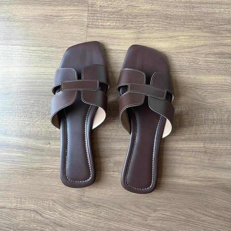 Women's Flat Sandals H Summer Fashion Everyday Special Size - 咖啡棕 - 查看 5