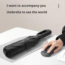 Portable Umbrella With Automatic Folding Design, Equipped With A Ring Buckle, Suitable For Both Sunny And Rainy Weather, Windpro - XÁM - Xem 3