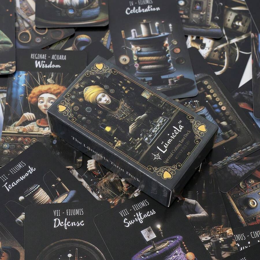 Lumicela Tarot Versión en inglés de exquisitas cartas de tarot, un impresionante juego de cartas adecuado para principiantes y apropiado para fiestas de Halloween, Navidad y Pascua