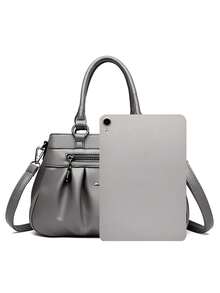 Sac à main femme de grande capacité conventionnel, sac doux de haute qualité, de mode et de style rétro. Nouveau modèle 2024 - Gris - Voir 5