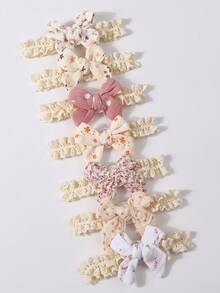 7件套婴儿蝴蝶结发带，布艺公主头饰发饰 - 彩色 - 查看 2