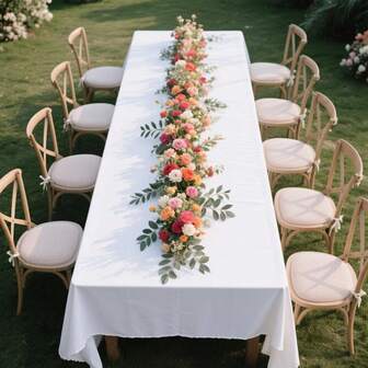 1pc Extra Long White Tablecloth, Suitable For Family Gatherings, Romantic Weddings, Friends Parties, Outdoor Events, Versatile Solid Color Tablecloth For Parties And Outdoor Activities