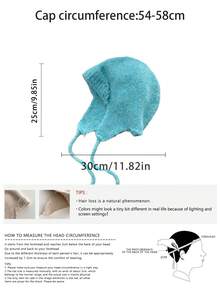 1 件法式结领针织帽，秋冬季女士柔软温暖针织帽，装饰性貂绒领带护耳针织帽，可爱渔夫帽 - 彩色 - 查看 3