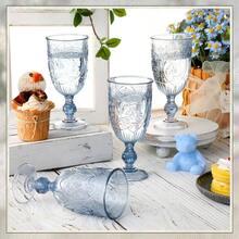 24 Pcs Plastic Goblets. 5oz Vintage Goblet Plastic Wine Glasses Colored Retro Embossed Goblets Wine Bar Shower Wedding Reception Grand Event Party Blue - 藍色 + 24 - 查看 5