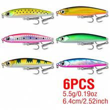 6Pcs Sinking Minnow Lure For Fishing 3.5g 5.5g 8g 12g 3D Eyes Fishing Swimbait Pencil Casting Lure With 2 Treble Hook