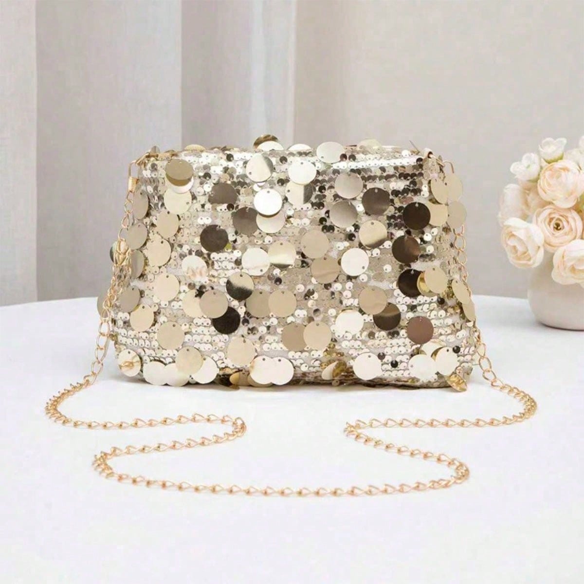 Luxury Sequin Crossbody Bag, New Fashion Shoulder Bag - Adjustable Strap, Perfect For Daily Commute, Outing And Party - Ideal Birthday/Holiday Gift And Party Accessory, Side Sling Bag, High-Quality Handbag, Novel Tote, Small Handbag, Designer Purse, Suitable For Teenagers, Travel Essential, Holiday Accessory, Tote Bag, Stylish Clutch, Polyester Material, Lightweight Bag, Small Handheld Bag, Young Women, For Teenagers , Sequin