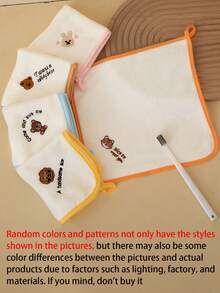 Kids Face & Hand Towels - Super Soft Coral Fleece-Like Texture, Quick-Dry & Highly Absorbent With Cute, Bear, Rabbit, Dog & Sheep Designs - Newborn Baby Face Washing Small Square Towel Children's Handkerchief Kindergarten Face Wipe Hand Towel Small Towel(Random Color,Multicolor) - Multicolor - View 12
