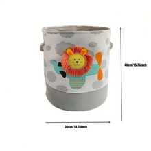 1pc Cartoon Toy Storage Basket - Foldable, Collapsible, Laundry Hamper, Clothes Storage Container, Toy Organizer, Nursery Essentials, Space-Saving, Easy To Clean, And Portable