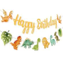 恐龙主题派对装饰 恐龙横幅 绿色生日快乐横幅 男孩生日横幅 恐龙派对用品 - 均碼 - 查看 10