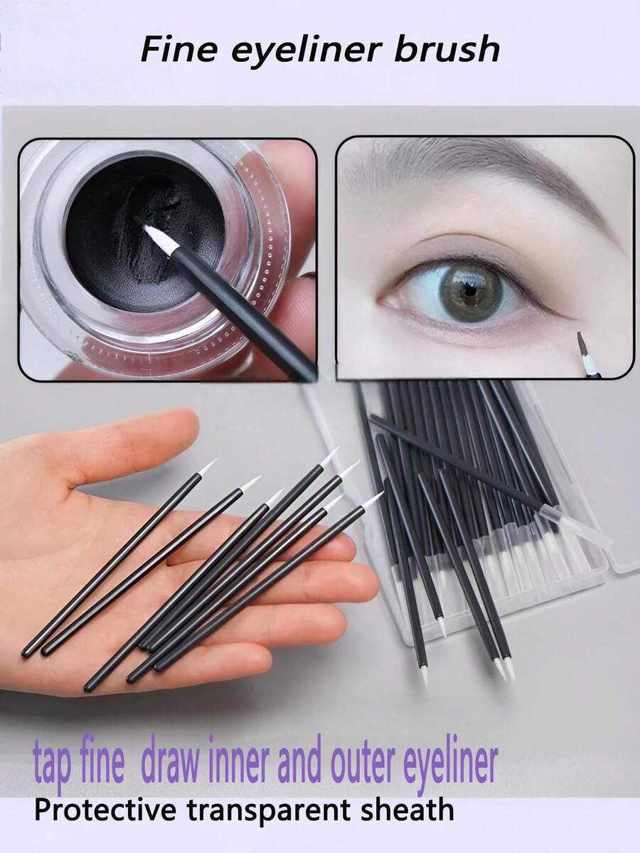 Bộ 10 cọ trang điểm dùng một lần: cọ kẻ mắt, cọ môi, cọ viền môi, cọ kẻ mắt, cọ son môi, dành cho nữ (đen trắng), quà tặng. - Nhiều màu - Xem 1