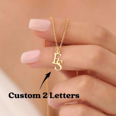 Sterling Silver Interlocking Initial Necklace - Personalized Couple Jewelry Mother's Day Gifts,Gold,Stylish,Colorful,Vintage,Simple,Unisex,Casual,Cuties,Custom,Personalized,Unique,Ideal Gifts For Him,Ideal Gifts For Her,Her,Boyfriend,Girlfriend,Dad,Mom,Family,Friends,For Anniversaries,For Birthdays,For Graduation