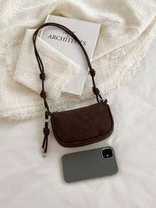 Bolso de mano mini de grano de litchi, nuevo bolso cruzado compacto de moda diaria para mujer - Café - Ver 8