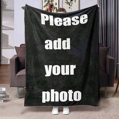 1pc Customized Blanket With Photo, Specially Soft Personalized Blanket, High-Definition Printed Custom Photo Blanket, Comfortable Customized Blanket. Customized Gift, Suitable For Girls, Boys, Adults, Grandparents, Daughters, Sons, Sisters, Parents, Valentine's Day Gift. Lightweight, Soft, Comfortable, Suitable For Bed, Sofa, Camping, Travel, All Seasons