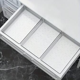 3pcs/Set Multifunctional Makeup Organizer, Plastic Stackable Drawer Storage Box, Transparent Large Capacity Tray, Stackable Space Saving Storage Box For Beauty Makeup & Home Office Study Supplies, Desk Decor, Desk & Drawer Organizer For Home Storage