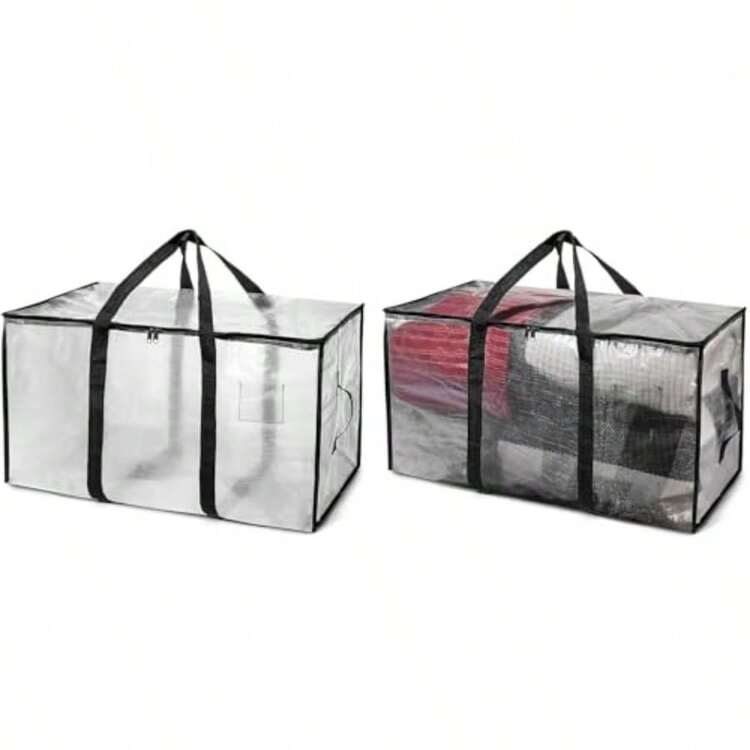 105L Capacityand100kg Load BearingWaterproof HeavyDuty Moving Storage Bags Extra Large HighCapacity TearResistant Bag With Reinforced Backpack Straps Zippered Handles Durable Oxford Fabric 2Pack - 如圖 - 查看 1