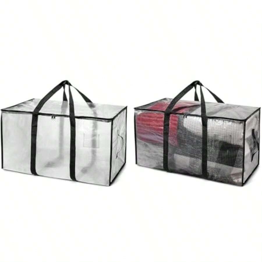 105L Capacityand100kg Load BearingWaterproof HeavyDuty Moving Storage Bags Extra Large HighCapacity TearResistant Bag With Reinforced Backpack Straps Zippered Handles Durable Oxford Fabric 2Pack - As Pic - View 1