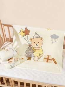 Weiche Baby-Decke mit süßem Cartoon-Bären- und Seestern-Muster - kuschelige Säuglingswickel, maschinenwaschbar, gemischte Farben, multifunktionale Kinderzimmer-Dekoration für Neugeborene und Kleinkinder, Baby-Decke, verspieltes Design, strapazierfähige Säuglingsdecke