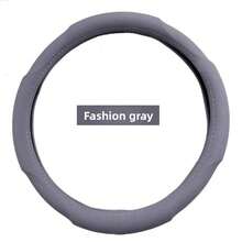 Funda de Volante Deportiva Simple con Masaje, Acolchada, de Cuero Artificial, Diseño de Perforación, Universal para las Cuatro Estaciones - Gris oscuro + 38 cm - Ver 4