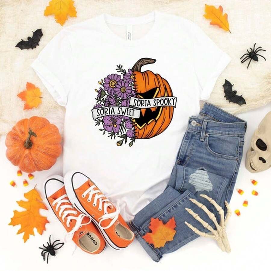 Misa Dulce Rta Espeluznante, Misa De Labaza De Flor, Labaza De Halloween, Misa De Terror, Regalo De Fiesta De Halloween, Mia De Saro, Mia De Tempor Espeluznante.220G Clic Pure Cotton T-Shirt - The Perfect Blend Of Sual And Act, I For Everyday Wear And The Gym, A Warm Gift For Your HusbandWifetops WoM.En Fall OutfiT.S For WoM.En VaC.Ation OutfiT.S WoM.En Halloween Costume - 白色 - 查看 1