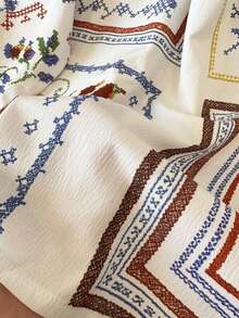 1. 女士衬衫，饰有四格花卉水果定位印花，长袖单排扣开衫，休闲衬衫，优雅精致的阿拉伯风格女士上衣，适合节日、宴会和聚会等场合穿着。 - 白色 - 查看 11