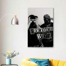 1pc Framed 1pc  "Suicide Boys" Hip Hop Album Cover Canvas Poster - Stylish Black & White Wall Art, Print With Bold Graphic Design For Living Room, Bedroom, Office Decor  2D - Đóng khung - Xem 4