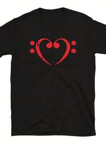 Low Tune Symbol  Heart  Bass Guitar Player Gift Tshirt  Bassist Gifts  Guitarist  Music  Band,This Fun Printed Casual T-Shirt Is The Perfect Gift For Valentine's Day/Christmas - 款式16 - 查看 1