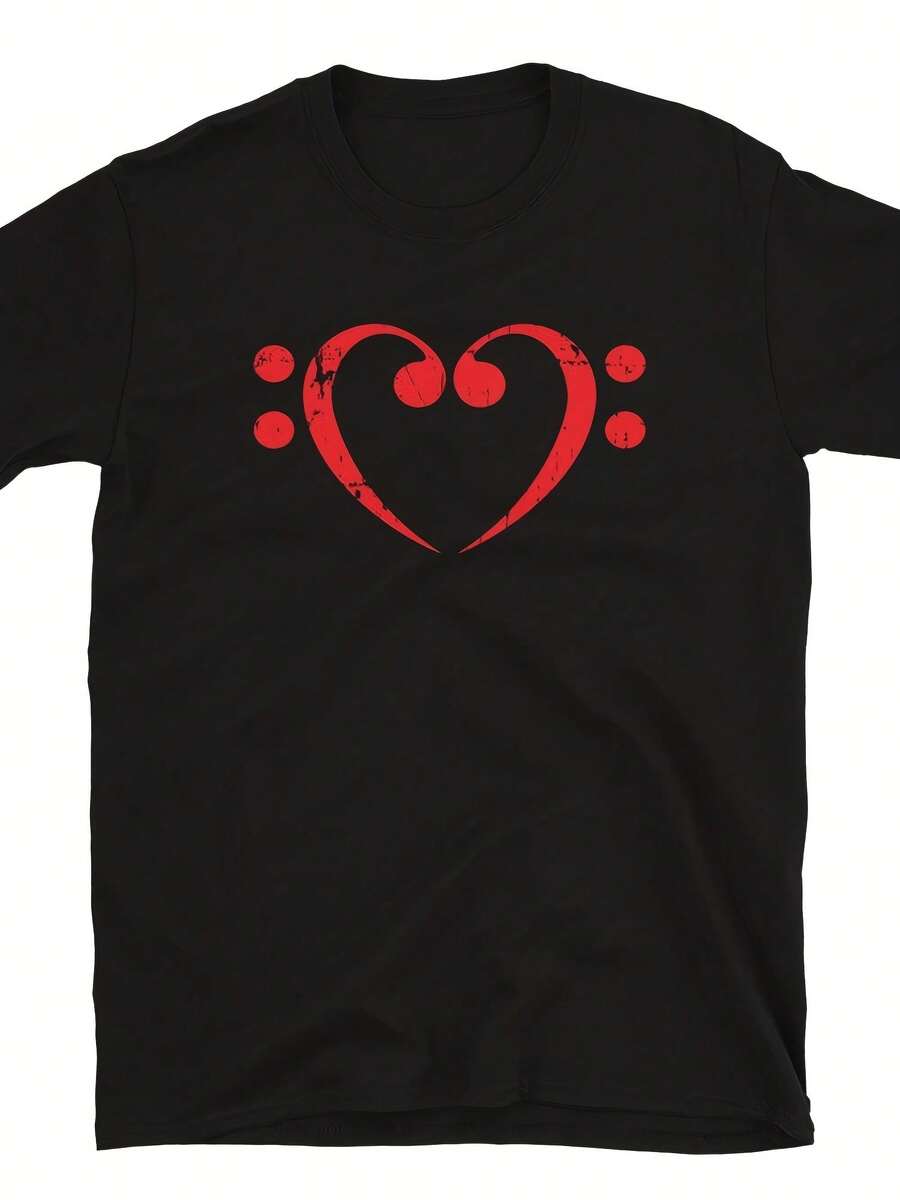 Low Tune Symbol  Heart  Bass Guitar Player Gift Tshirt  Bassist Gifts  Guitarist  Music  Band,This Fun Printed Casual T-Shirt Is The Perfect Gift For Valentine's Day/Christmas - 款式16 - 查看 1